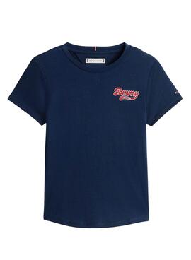 T-shirt Tommy Hilfiger Varsity slim marine fille