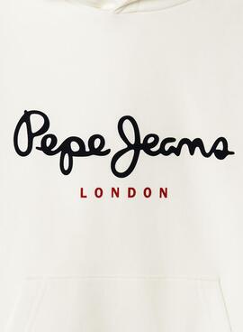 Sweat à capuche Pepe Jeans Art beige pour garçon.