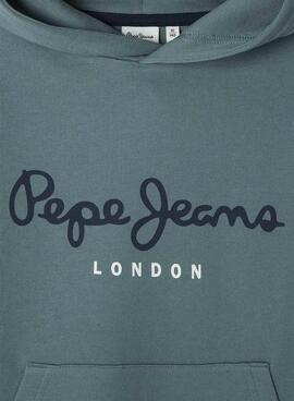 Sweat Pepe Jeans Art avec capuche vert pour enfant