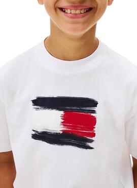 T-shirt Tommy Hilfiger Flag Archive blanc enfant