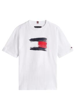 T-shirt Tommy Hilfiger Flag Archive blanc enfant