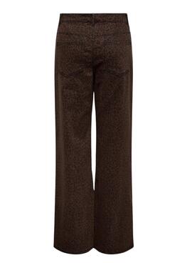 Pantalon Only Madison imprimé animal grenat pour femme