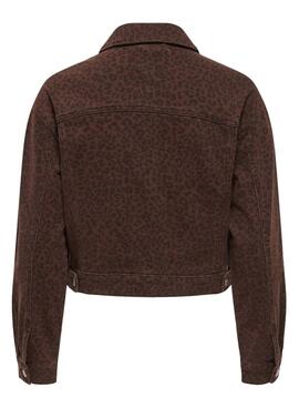 Veste en jean Only Anlie imprimé animal bordeaux.