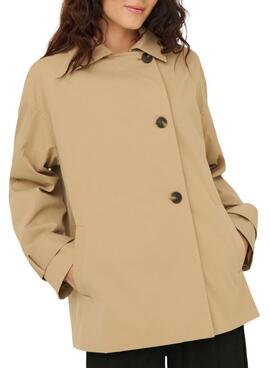 Parka Only Abril beige pour femme