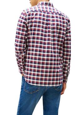 Chemise Tommy Hilfiger à carreaux rouge et bleu pour homme