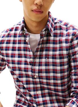 Chemise Tommy Hilfiger à carreaux rouge et bleu pour homme