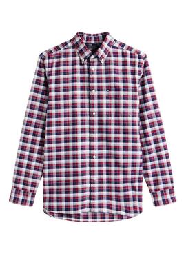 Chemise Tommy Hilfiger à carreaux rouge et bleu pour homme