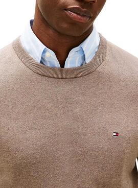 Maillot Tommy Hilfiger col rond beige pour homme