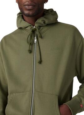 Sweat à capuche Levi's Full Zip vert pour homme