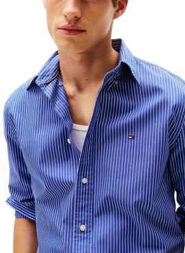 Chemise Tommy Hilfiger Hairline bleue pour homme