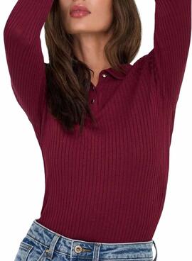 Maillot Only Mila polo grenat pour femme