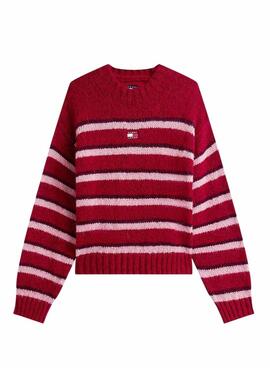 Maillot Tommy Jeans Fluffy à rayures rouges pour femme
