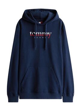 Sweat à capuche Tommy Jeans Hoodie DNA bleu pour homme