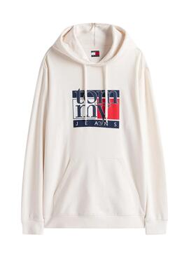 Sweatshirt Tommy Jeans Flag blanc pour homme