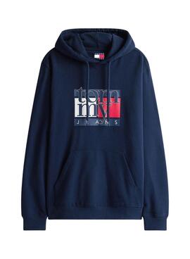 Sweat à capuche Tommy Jeans Flag bleu marine pour homme