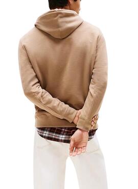 Sweat à capuche Tommy Jeans Flag camel pour homme