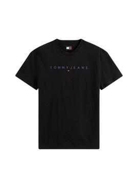 T-shirt Tommy Jeans Logo linéaire noir pour homme