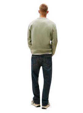 Maillot Tommy Jeans Crew vert pour homme.