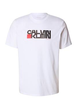 T-shirt Calvin Klein Redbox blanc pour homme