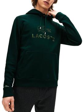 Sweat Cagoule à logo brodée Lacoste Vert Homme