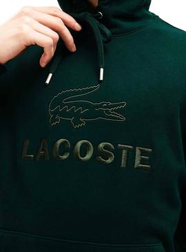 Sweat Cagoule à logo brodée Lacoste Vert Homme