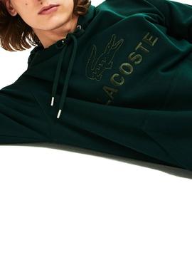Sweat Cagoule à logo brodée Lacoste Vert Homme