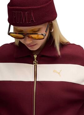 Veste de sport Puma T7 Relaxed bordeaux pour femme