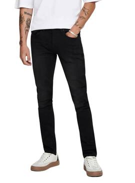 Pantalon en jean noir Only and Sons Loom pour homme.