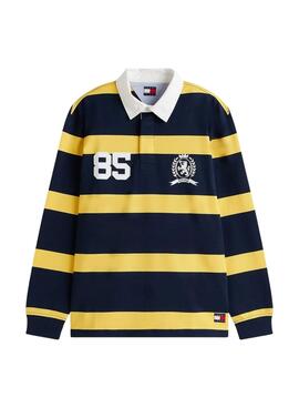 Polo Tommy Jeans Rugby bleu et jaune pour homme