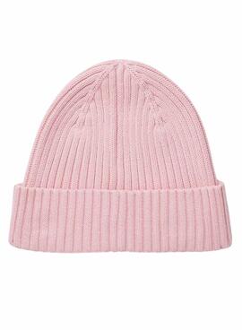 Bonnet Tommy Jeans Heritage en tricot avec logo rose pour femme