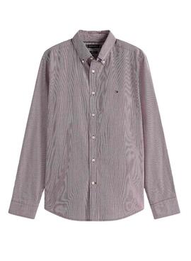 Chemise Tommy Hilfiger en popeline à carreaux grenat pour homme