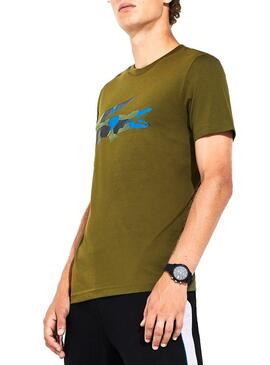 T-Shirt Lacoste Sport Croco Camo Vert Homme