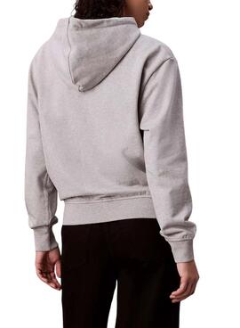Sweat à capuche gris Calvin Klein avec logo pour femme