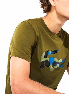 T-Shirt Lacoste Sport Croco Camo Vert Homme