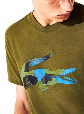 T-Shirt Lacoste Sport Croco Camo Vert Homme