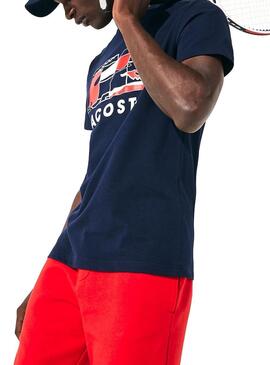 T-Shirt Lacoste Sport Court de tennis marine Homme