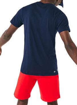 T-Shirt Lacoste Sport Court de tennis marine Homme