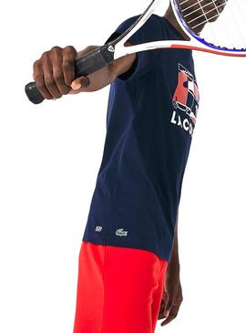 T-Shirt Lacoste Sport Court de tennis marine Homme