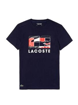 T-Shirt Lacoste Sport Court de tennis marine Homme