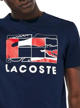T-Shirt Lacoste Sport Court de tennis marine Homme