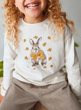 T-shirt Mayoral sérigraphie beige pour fille.
