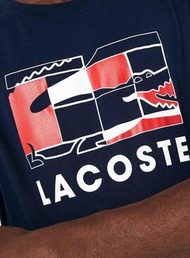 T-Shirt Lacoste Sport Court de tennis marine Homme