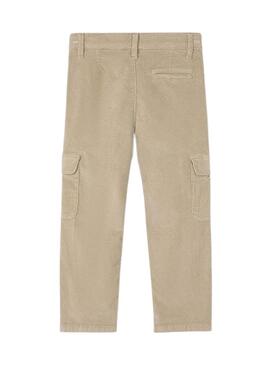 Pantalon cargo en velours cotele beige de Mayoral pour garçon