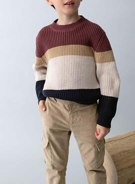 Pantalon cargo en velours cotele beige de Mayoral pour garçon