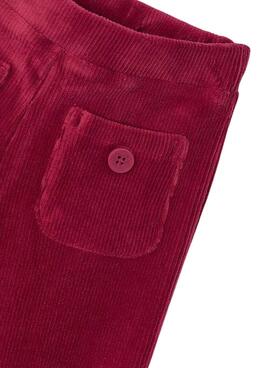 Pantalon Mayoral en velours cotelé grenat pour fille.
