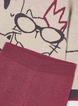 Ensemble pantalon et pull bordeaux pour fille de Mayoral