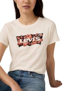 T-shirt Levi's Perfect beige roses pour femme