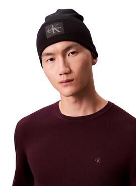 Bonnet Calvin Klein Monologue Patch noir pour homme