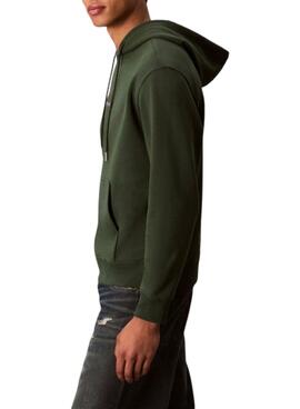 Sweat à capuche Calvin Klein Micro Monologue vert pour homme