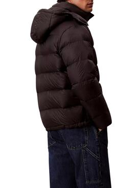 Veste en plumes Calvin Klein à capuche noire pour homme